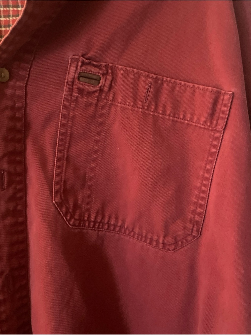 L.L. Bean Red Button-Down Flannel-Lined Shirt - Picture 4 of 5